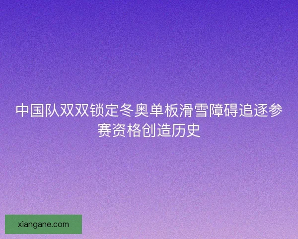 中国队双双锁定冬奥单板滑雪障碍追逐参赛资格创造历史